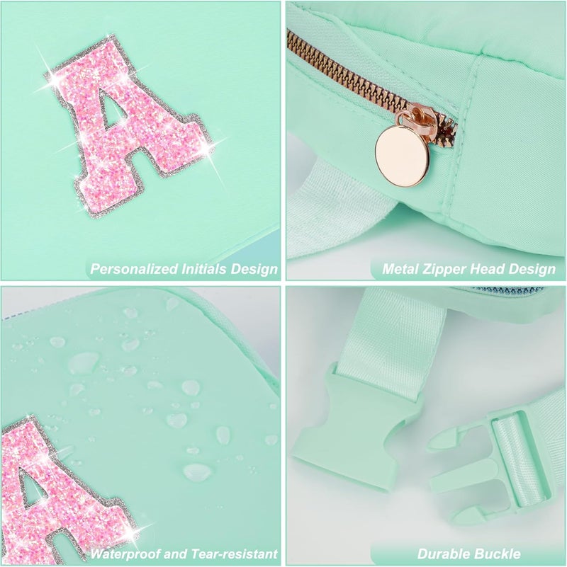 Uygafly Fanny Pack Belt Bag Crossbody Bags with Initials Letter Patch Trendy Stuff for Teens Cute Stuff Birthday Gifts for Teenager Girls | Light Green,Initial A - Image 4